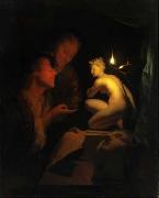 Godfried Schalcken Kunstbetrachtung bei Kerzenlicht USA oil painting artist